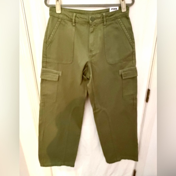 PINK Victoria's Secret Olive Wide Leg Cargo Pants - Picture 1 of 5